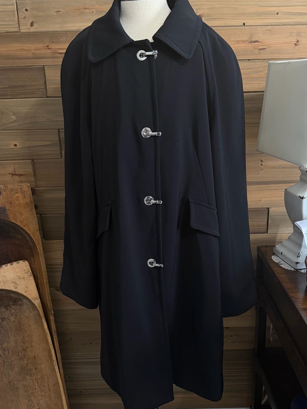 London Fog Black Women's Cape Coat with Toggle Closures